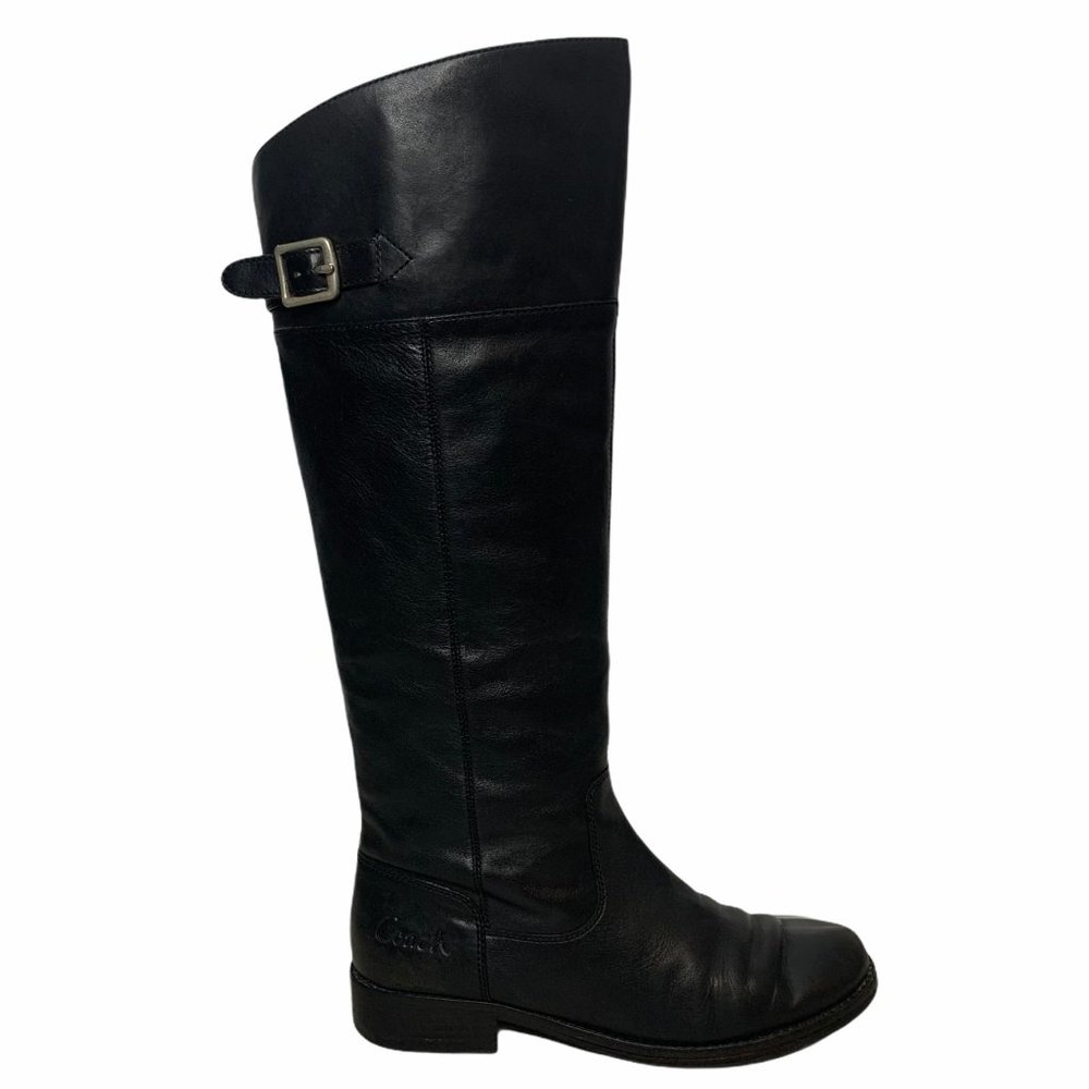 Coach Joele Full Grain Leather Riding Black 8.5 M
